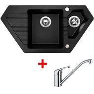 SINKS BRAVO 850.1 Granblack + VENTO 4 glossy - Kitchen Sink and Tap Set
