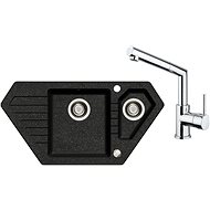 SINKS BRAVO 850.1 Granblack + MIX 350 P glossy - Kitchen Sink and Tap Set