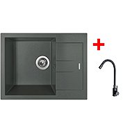 Sinks Amanda 650 Titanium + Elasta Matt Black - Kitchen Sink and Tap Set