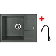 Sinks Amanda 650 Titanium + Elasta S Black Matt - Kitchen Sink and Tap Set