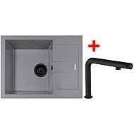 Sinks Amanda 650 Bl Nanogrey + Comforta Nanoblack - Kitchen Sink and Tap Set