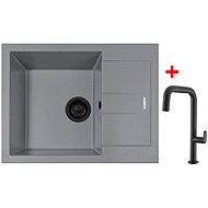 Sinks Amanda 650 Bl Nanogrey + Eva P Nanoblack - Kitchen Sink and Tap Set