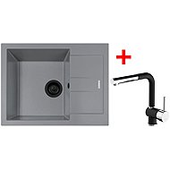 Sinks Amanda 650 Bl Nanogrey + Mix 3 P Nanoblack - Kitchen Sink and Tap Set