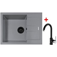 Sinks Amanda 650 Bl Nanogrey + Mix 35 Nanoblack - Kitchen Sink and Tap Set