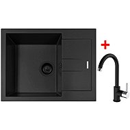 Amanda 650 Bl Nanoblack Sink + Mix 35 Nanoblack - Kitchen Sink and Tap Set