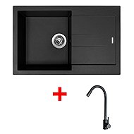 Sinks Amanda 780 Pureblack + Elasta Matt Black - Kitchen Sink and Tap Set