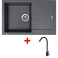 Sinks Amanda 780 Titanium + Elasta Black Matt - Kitchen Sink and Tap Set