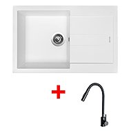 Sinks Amanda 780 Milk + Elasta S Matt Black - Kitchen Sink and Tap Set