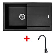 Sinks Amanda 860 Pureblack + Elasta Matt Black - Kitchen Sink and Tap Set