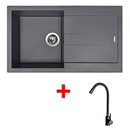 Sinks Amanda 860 Titanium + Elasta Matt Black - Kitchen Sink and Tap Set