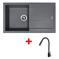 Sinks Amanda 860 Titanium + Elasta S Matt Black - Kitchen Sink and Tap Set