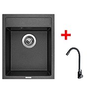 Sinks Classic 400 Granblack + Elasta Matt Black - Kitchen Sink and Tap Set