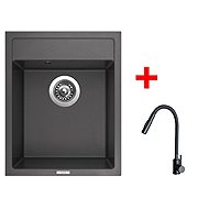 Sinks Classic 400 Titanium + Elasta S Matt Black - Kitchen Sink and Tap Set