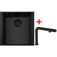Sinks Cube 340u Bl Nanoblack + Comforta Nanoblack - Kitchen Sink and Tap Set