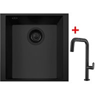 Sinks Cube 340u Bl Nanoblack + Eva P Nanoblack - Kitchen Sink and Tap Set