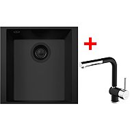 Sinks Cube 340u Bl Nanoblack + Mix 3 P Nanoblack - Kitchen Sink and Tap Set