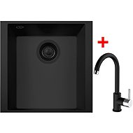 Sinks Cube 340u Bl Nanoblack + Mix 35 Nanoblack - Kitchen Sink and Tap Set
