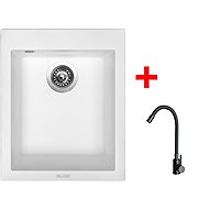 Sinks Cube 410 Milk + Elasta Matt Black - Kitchen Sink and Tap Set