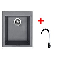 Sinks Cube 410 Titanium + Elasta Matt Black - Kitchen Sink and Tap Set