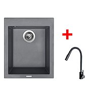Sinks Cube 410 Titanium + Elasta S Matt Black - Kitchen Sink and Tap Set