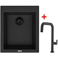 Sinks Cube 410 Bl Nanoblack + Eva P Nanoblack - Kitchen Sink and Tap Set