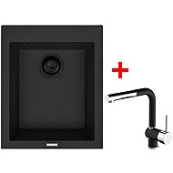 Sinks Cube 410 Bl Nanoblack + Mix 3 P Nanoblack - Kitchen Sink and Tap Set