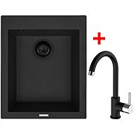 Sinks Cube 410 Bl Nanoblack + Mix 35 Nanoblack - Kitchen Sink and Tap Set