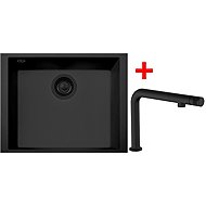 Sinks Cube 490u Bl Nanoblack + Comforta Nanoblack - Kitchen Sink and Tap Set