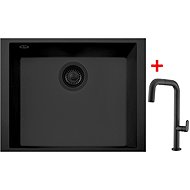 Sinks Cube 490u Bl Nanoblack + Eva P Nanoblack - Kitchen Sink and Tap Set