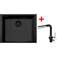Sinks Cube 490u Bl Nanoblack + Mix 3 P Nanoblack - Kitchen Sink and Tap Set