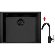 Sinks Cube 490u Bl Nanoblack + Mix 35 Nanoblack - Kitchen Sink and Tap Set