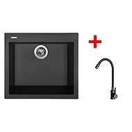 Sinks Cube 560 Pureblack + Elasta Matt Black - Kitchen Sink and Tap Set