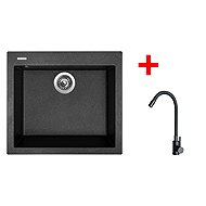 Sinks Cube 560 Granblack + Elasta Matt Black - Kitchen Sink and Tap Set