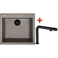 Sinks Cube 560 Bl Nanotruffle + Comforta Nanoblack - Kitchen Sink and Tap Set