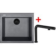 Sinks Cube 560 Bl Nanogrey + Comforta Nanoblack - Kitchen Sink and Tap Set