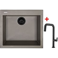 Sinks Cube 560 Bl Nanotruffle + Eva P Nanoblack - Kitchen Sink and Tap Set