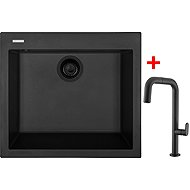 Sinks Cube 560 Bl Nanoblack + Eva P Nanoblack - Kitchen Sink and Tap Set