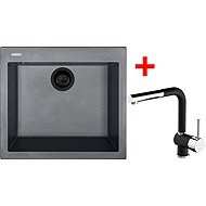 Sinks Cube 560 Bl Nanogrey + Mix 3 P Nanoblack - Kitchen Sink and Tap Set