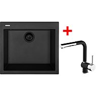 Sinks Cube 560 Bl Nanoblack + Mix 3 P Nanoblack - Kitchen Sink and Tap Set