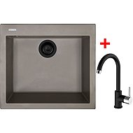 Sinks Cube 560 Bl Nanotruffle + Mix 35 Nanoblack - Kitchen Sink and Tap Set