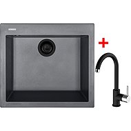 Sinks Cube 560 BL Nanogrey + Mix 35 Nanoblack - Kitchen Sink and Tap Set