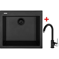 Sinks Cube 560 Bl Nanoblack + Mix 35 Nanoblack - Kitchen Sink and Tap Set
