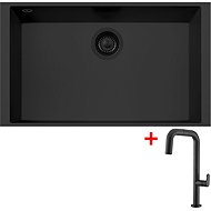Sinks Cube 690u Bl Nanoblack + Eva P Nanoblack - Kitchen Sink and Tap Set