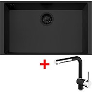 Sinks Cube 690u Bl Nanoblack + Mix 3 P Nanoblack - Kitchen Sink and Tap Set