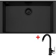 Sinks Cube 690u Bl Nanoblack + Mix 35 Nanoblack - Kitchen Sink and Tap Set