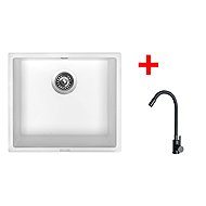 Sinks Frame 457 Milk + Elasta Matt Black - Kitchen Sink and Tap Set