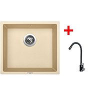 Sinks Frame 457 Sahara + Elasta Matt Black - Kitchen Sink and Tap Set