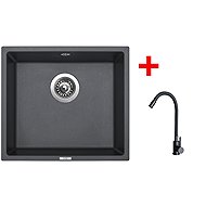 Sinks Frame 457 Titanium + Elasta Matt Black - Kitchen Sink and Tap Set
