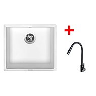 Sinks Frame 457 Milk + Elasta S Black Matt - Kitchen Sink and Tap Set