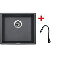 Sinks Frame 457 Titanium + Elasta S Black Matt - Kitchen Sink and Tap Set